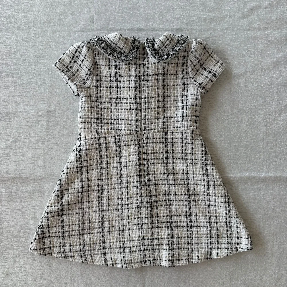 Blueberi Boulevard 2T Toddler Tweed Dress Black White Peter Pan Collar w/ Beret